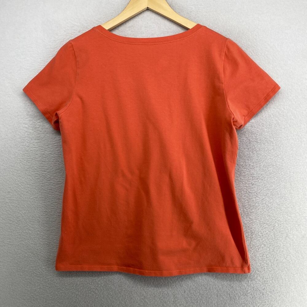 EILEEN FISHER Top M Stretch Organic Cotton Jersey Short Sleeve Basic Orange USA - Picture 2 of 10
